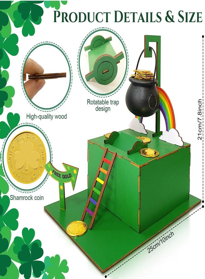 Bailiyake St. Patrick's Day Wood DIY Leprechaun Trap Kit St Patricks Day Party Decorations DIY to Catch a Leprechaun Trap Wood Craft Set for Classroom Home Rainbow Irish Shamrock Party Supplies - Image 2